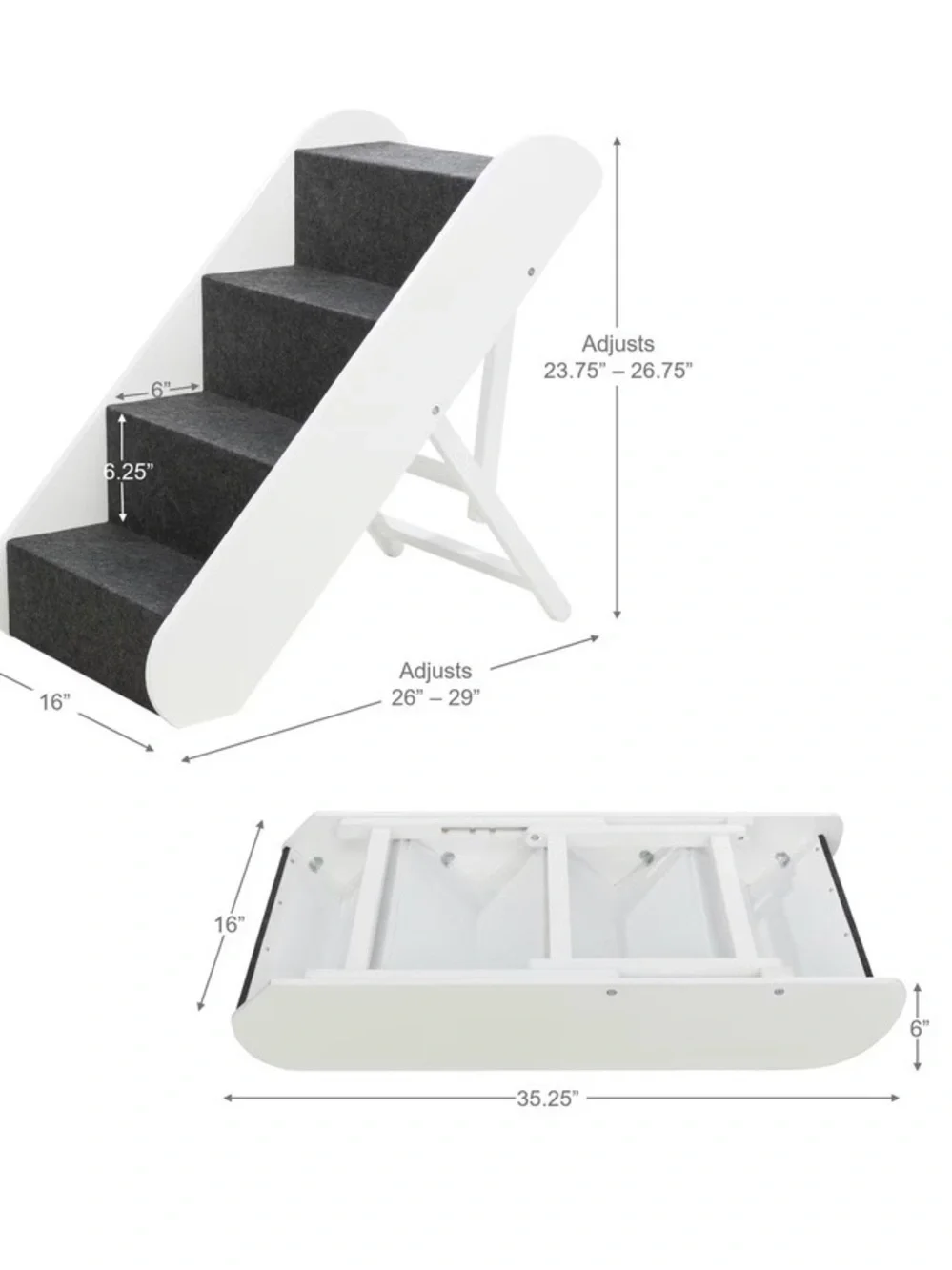 NEW Trixie Pet Stairs with Dark Gray Carpeted Steps